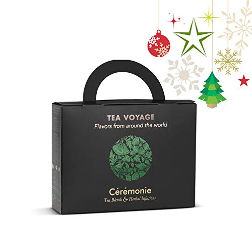 Ceremonie Tea Sampler Pack - Voyage Variety Gourmet Green, Black, And Herbal Tea Boxes Gift Set | Individually Wrapped Mesh Bags - Collection Of 32 Rich Premium Flavors - Kosher Tea Set #TOP1