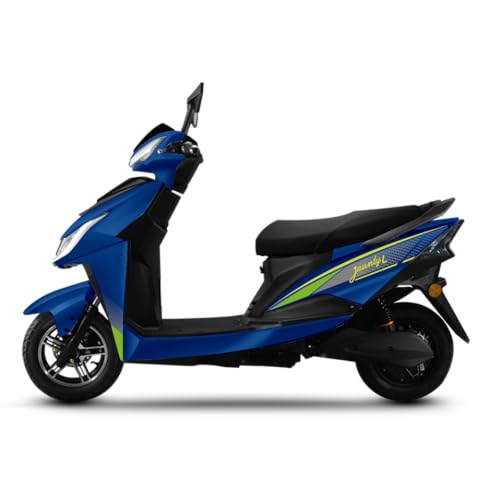 Image of AMO Double Light Electric Scooter Jaunty L Lead Acid Low Speed -25kmph Range - 65 Km Non RTO in Blue with Portable Charger Ex-Showroom