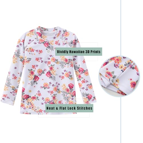 Image of Girls Long Sleeve Swim Shirt Rash Guard for Girls One Piece Bathing Suits with UPF 50+ Sun Protection 3-16 Years