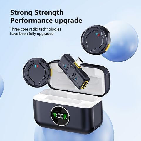 Image of Dual Wireless Clip-On Collar Microphone + Portable Voice Recorder with 65ft Range, Low Latency, Auto Pairing, for Vlogging, Blogging, Gaming, Zoom Meetings, Online Teaching (Q81)
