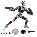 T13 Action Figure Alloy Titan 13 Dummy 13 Robot Set 2026 New Multi-Jointed Articulated Poseable Futuristic Transforming Mech with Suction Cups Display Stand Collectors (Black)