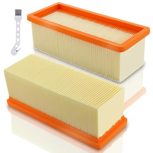 2 filtros de pliegue plano para Karcher A 2701, A 2731 pt, A 2801 plus, se 2001, se 3001, se 5100, se 5001, se 6100, se 6100 en húmedo y seco, accesorios 6.414-498.0