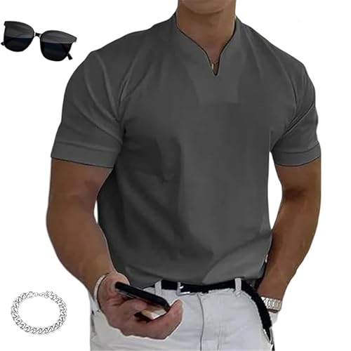 Lininco Mens Shirts, Braylen Stylish T-Shirt, 2025 Business Fitness Tee, V Neck Fitness Muscle T Shirt