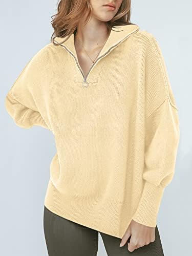 ANRABESS Women's Oversized Long Sleeve Zipper Sweatshirt - Drop Shoulder, Slouchy Pullover