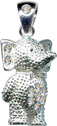 Pendentif éléphant argent sterling 925 véritable avec strass transparents et zircone de cou