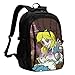 Betyt Alice in Wonderland Mochila USB con puerto de carga para ordenador, transpirable, acolchada, resistente al agua, para portátil, escuela, trabajo, viajes