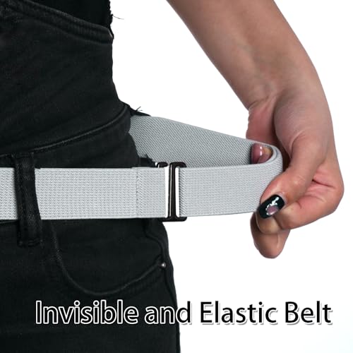 Ishua 3pcs No Show Stretch Belt Women Stretch Invisible Belt Waist for Shorts Jeans Dress4