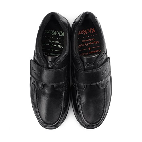 Kickers Boys Kids REASAN Strap Leather Youth Black School Shoes Size4