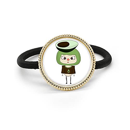 Élastique à cheveux en métal argenté brillant et finition vert avocat durable