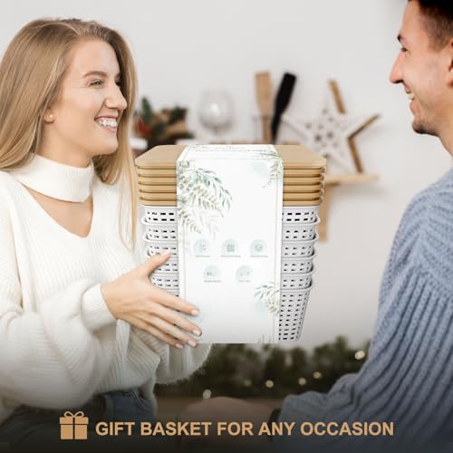 Small 5 Quart Plastic Storage Bin with Bamboo Lid, Stackable Decorative Storage Basket Box Containers with Label for Organizing Shelves Desktop Office Bedroom Dorm Classroom, White 6 Pack - Image 3