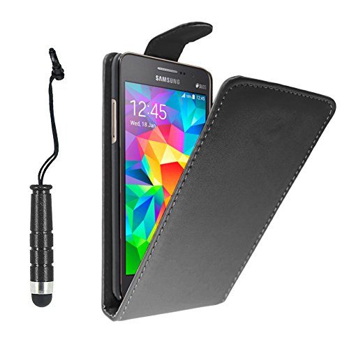 ebestStar - Coque Compatible avec Samsung Grand Prime Galaxy G530F, Value Edition G531F Etui Housse PU Cuir Rabat Flip + Mini Stylet, Noir [Appareil: 144.8 x 72.1 x 8.6mm, 5.0'']