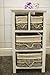 Cesta de mimbre de madera maciza con 4 cajones, color blanco y...