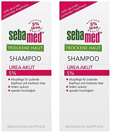 2 Stück SEBAMED Shampoo Urea Akut 5%, lindert spürbar Juckreiz bei trockener Kopfhaut und hilft, die natürliche Feuchtigkeitsbalance von Haut und Haar wieder herzustellen, 2 x 200 ml