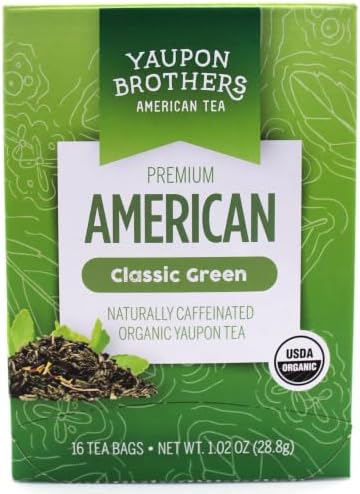 Yaupon Brothers American Green Yaupon Tea, Organic, 16 Tea Bags