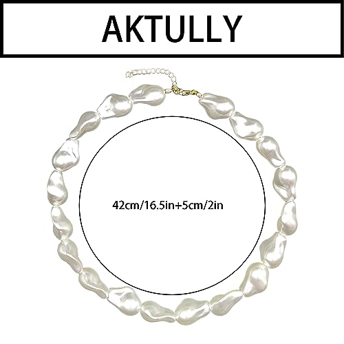 Pearl Necklaces for Women Chunky Pearl Choker Necklaces Baroque Pearl Necklace Dainty White Pearl Beaded Necklace Vintage Pearl Charm Choker Necklace Birthday Wedding Jewelry for Women4