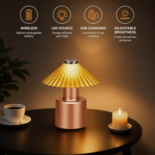 Image of XERGY USB Rechargeable Modern Touch Control LED Table Lamp, Elegant Dome Design with Warm White Light, 2000mAh Battery, Dimmable, Decorative Desk Night Lamp for Home, Office, Gift & Hotel Decor