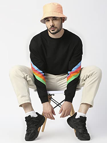 Image of Black Rainbow line Full Sleeved Sweatshirt.