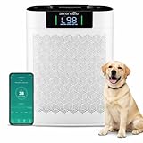 SereneLife purificador de aire HEPA para el hogar, Control Inteligente por WiFi y app, Ultra silencioso, Elimina polvo, Pelo de mascotas y olores, Cubre hasta 167 m²