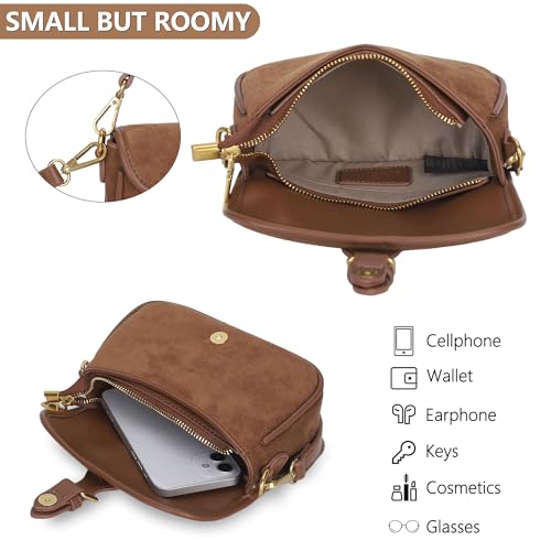 Angelkiss Small Crossbody Purses and Handbag for Women Suede Flap Phone Shoulder Bag with Long Adjustable Strap4