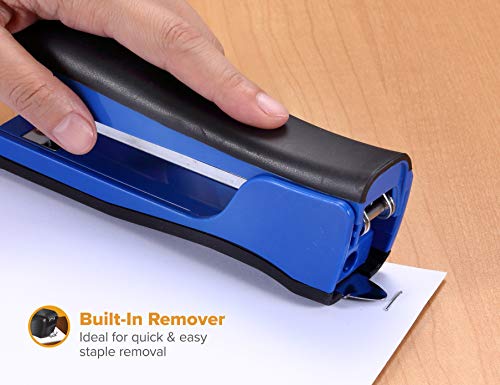 Bostitch Office Dynamo 4 In 1 Standup Stapler, Includes 420 Staples, 20 Sheet Capacity, Integrated Pencil Sharpener, Staple Remover & Staple Storage, Blue #TOP4