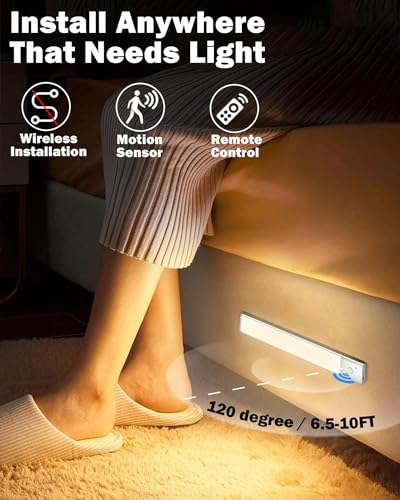 Rechargeable Motion Sensor Wireless LED Under Cabinet Lights for Kitchen, Shelf, Pantry, Stair (3 Pack)