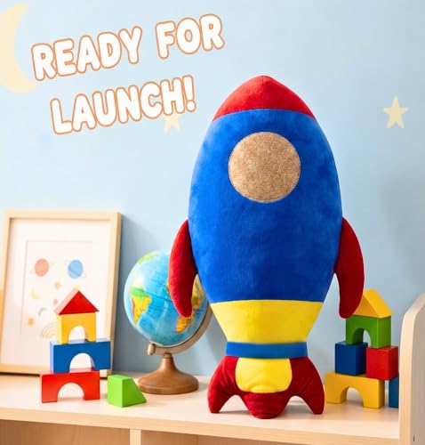 Image of Tickles Rocket Shaped Soft Stuffed Plush Pillow Cushion for Kids Boys & Girls Birthday Gift Nursery & Bedroom Decor (Size: 38 cm Color: Multicolor)