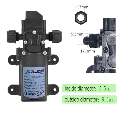 DeJivsin pompe a eau 12v, Pompe à membrane auto amorçante,70 W 6 A Auto-amorçante pour caravane, bateau, camping-car et jardin, pompe à membrane pour camping car, bateau, jardin – vue 3