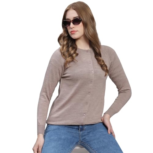 Image of Monte Carlo Women Regular Fit Full Sleeve Solid Round Neck Winter Cardigan (Pack of 1)