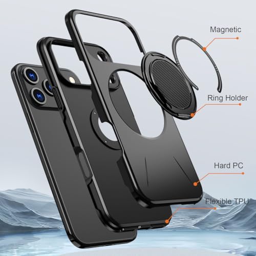 Coque iPhone 17 Air anti-chute rouge avec ventouse magnétique et anneau de maintien - 6