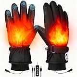 Yaskyly Guanti Riscaldati USB per Uomo & Donna Guanti Touch Screen Invernali - Riscaldamento Completo Dita, 3 Livelli Temperatura - Impermeabili & Antivento - Ideali per Sci, Moto, Ciclismo e Guida