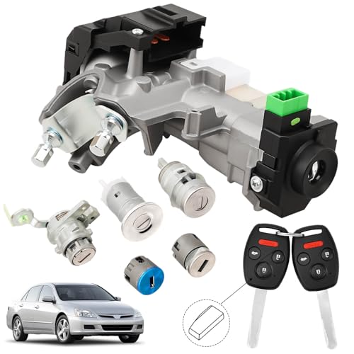 RAMATA Ignition Switch Lock Cylinder with Key (with Unprogrammed Chip) Compatible with 2003 2004 2005 2006 2007 Honda Accord (Ignition Chip: 48 Frequency: 315mHz)