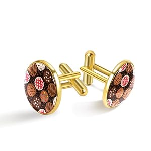 Chocolade Chip Cookies Patroon Manchetknopen voor mannen set gepersonaliseerd, 20*20*19, Roestvrij staal, Gemaakt kwarts