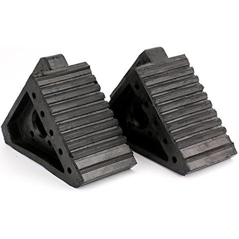 Fasmov 2 Pack Solid Rubber Heavy Duty Wheel Chock, 3.85kg Cover