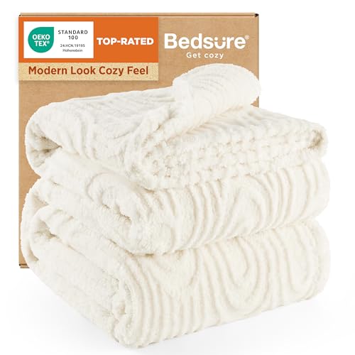 Image of Bedsure GentleSoft Fleece King Size Blanket for Bed - Super Soft & Cozy, Fluffy Blankets for Women & Girls, Ideal for Sofa & Couch, White, 108x90 Inches