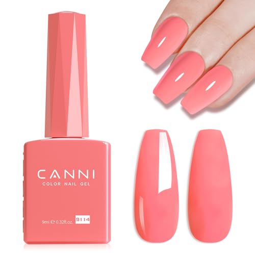 CANNI Pink Gel Nail Polish 1pc 9ML Hot Grapefruit Pink Color Soak Off UV LED Gel High Gloss for French Manicure DIY Nail Art & Salon Use