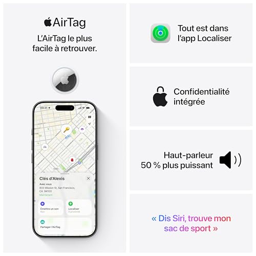 Apple AirTag (2e génération) : Traqueur bluetooth pour clés et portefeuille - 5