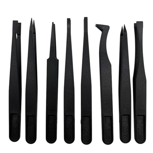 Juego de 8 pinzas de plástico, pinzas de plástico antiestáticas, versátiles y prácticas, pinzas de precisión para fabricación de joyas electrónicas, reparaciones de computadoras y teléfonos móviles