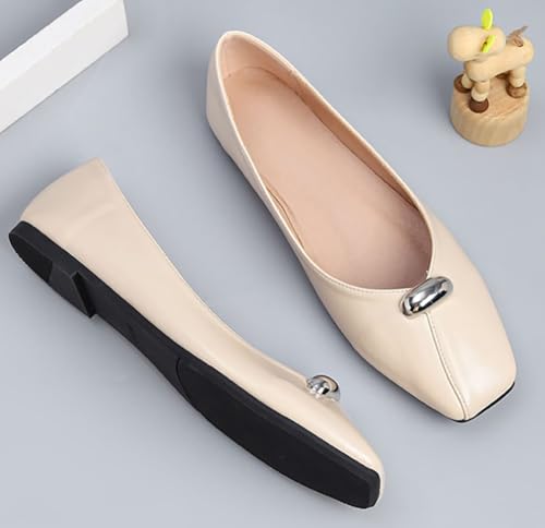 Women's Square Toe Flats Comfortable Slip On Dressy Ballet Flat PU Leather Fashion Ladis Travel Office Shoes3
