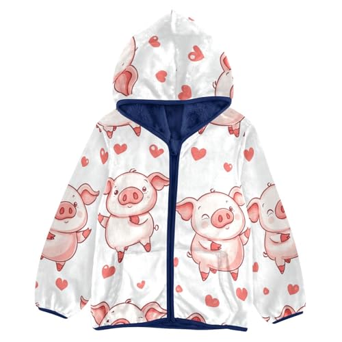 Happy Little Pig Girls Fleece Jacket Girls Fall Jacket Girls Zip Up Hoodie Girls Sherpa Jacket 2-10T