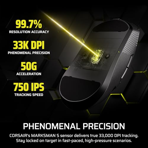 Image of Corsair Sabre v2 PRO Wireless MG FPS Gaming Mouse - 33,000 DPI Marksman S Sensor, 8,000Hz Hyper-Polling, Durable Magnesium, Lightweight, Up to 120hr Battery - Black