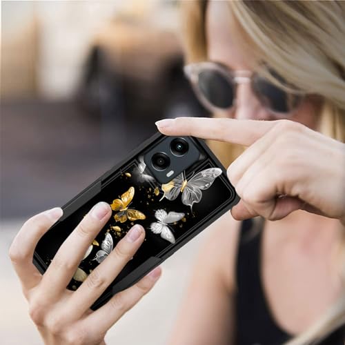 KJFHDJFDH for Moto G Stylus 5G 2024 Case,Dual Layer Hybrid Heavy Duty Rugged Shockproof Hard PC +Soft Silicone Protective Case for Motorola Moto G Stylus 5G 2024,Silver Golden Butterfly - image 7