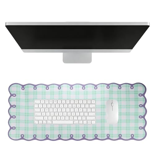 Grand tapis de souris de bureau vert et violet pour salle à manger 90x40