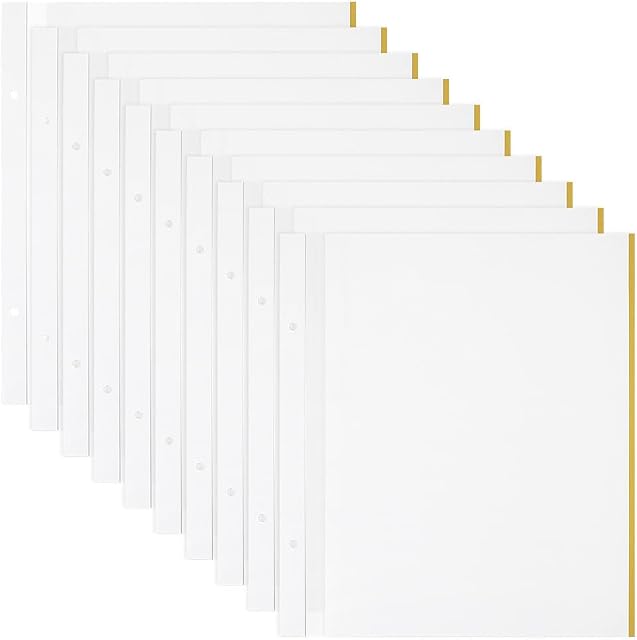AHANDMAKER 10 Sheets Self Adhesive Refill Pages, 12.4x10.5 Photo Album Self-Stick Inner Page 2 Hole Scrapbook Expansion Page Refill Protectors for Archival Photo Album Wedding Birthday Gift, White