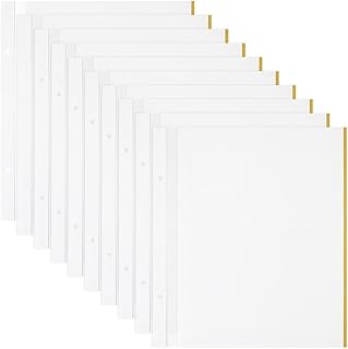 AHANDMAKER 10 Sheets Self Adhesive Refill Pages, 12.4x10.5 Photo Album Self-Stick Inner Page 2 Hole Scrapbook Expansion Page Refill Protectors for Archival Photo Album Wedding Birthday Gift, White