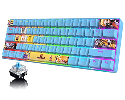 60% Teclado mecánico Alámbrico/Inalámbrico Bluetooth 5.0 Modo Dual Teclado STK61 Teclas PBT RGB Rainbow LED retroiluminado...