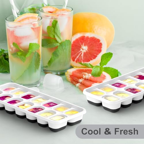 Veiderui Ice Cube Tray, 5 Pack Stackable Silicone Rectangular 14-Ice Cube Tray Set With Lid thumb #6