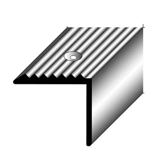 1 mètre Nez de marche / cornière pour escaliers (20 mm x 20 mm) Aluminium anodisé, foré, couleur: argent
