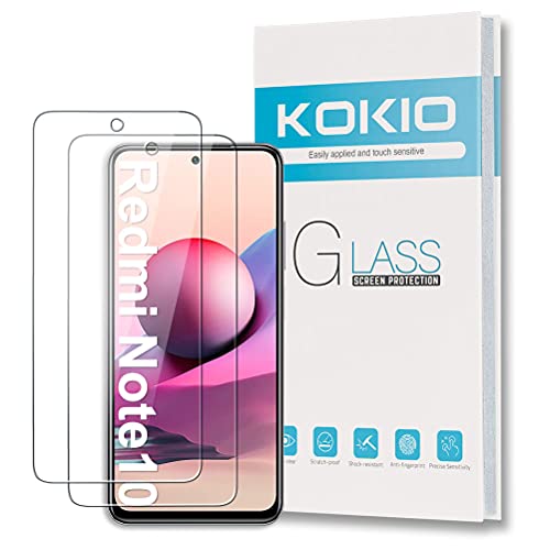 Kokio 2 Pièces Verre Trempé Compatible avec Xiaomi Redmi Note 10 4G/10S 6.43",Film Protection écran sans Bulles d'air Ultra Résistant 0,33mm HD Ultra Dureté 9H Glass pour Redmi Note 10 4G Cover