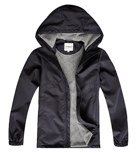 Boys Rain Jackets Waterproof Hooded fleece Raincoats Lightweight Windbreakers for Kids