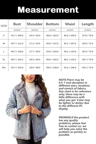 Bellivera Women'S Denim Jacket Sherpa Fleece Lined Coats Faux Fur Warm Fall Jean Trucker Outerwear 22735 Black M thumb #5